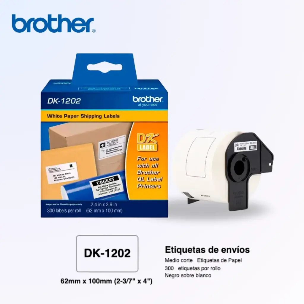 [SMALLBROQL] 300 etiquetas de 62 mm de ancho x 100 mm de largo. Impresión en negro SMALL