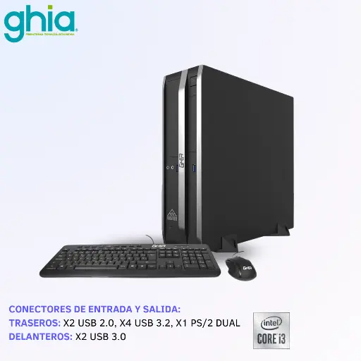 GHIA FRONTIER SLIM / INTEL CORE I3-10100 QUAD CORE 3.60 GHZ / 8 GB / SSD NVME 1 TB / SIN SISTEMA